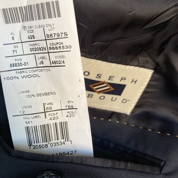 JOSEPH ABBOUD 100% Wool Navy Blue Sport Coat Suit Jacket Blazer 42S - Picture 9 of 12